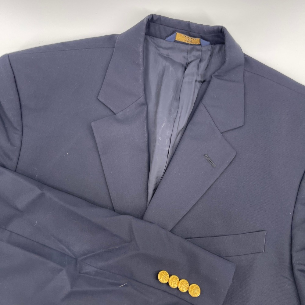 Brooks Brothers 346‎ Navy Blue Blazer Gold Buttons Classic Mens Size 42R